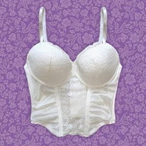 Jessica Simpson White Coquette Corset Top With Lace Detailing | Size 34B